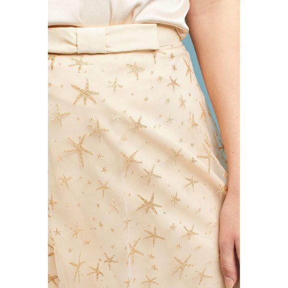 31. Anthropologie Eva Franco Metallic Star Golden Glitter Tulle Skirt - Picture 3 of 4